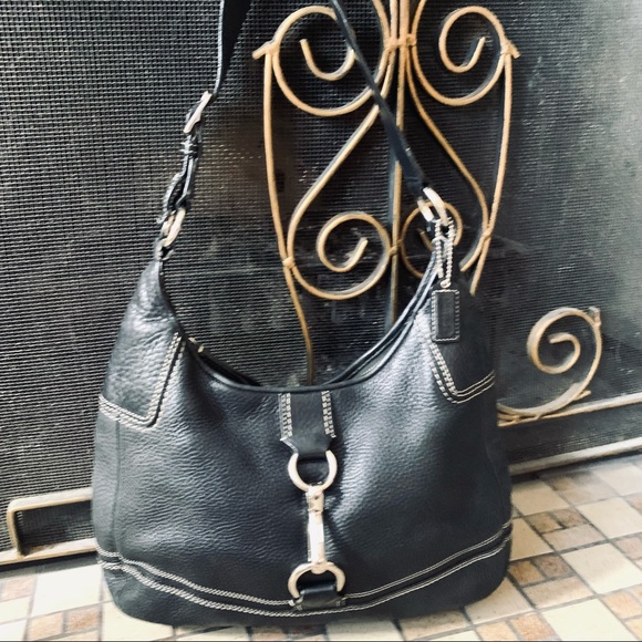 Coach Handbags - Coach Hamilton Hobo Bag Black Pebble Leather Good Condition
